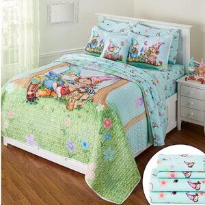 Spring Gnome 3 Pc. Bedding Set - Full/Queen 86" x 86" Quilt, Gnome Pillow & Sham
